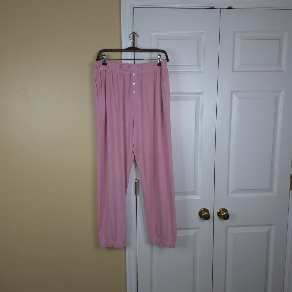 DONNI. Terry Henley Sweatpants Joggers in Pink Size XXL
